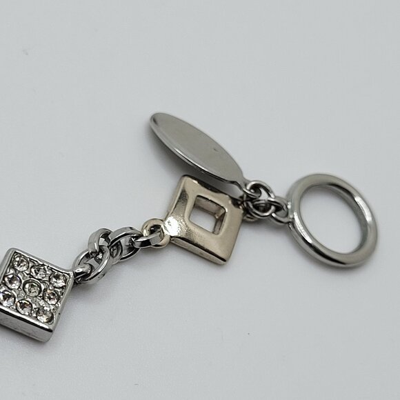 WHBM Two Tone Silver & Gold Chain Toggle Rhinestone Bracelet 7.5" - Picture 6 of 6